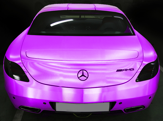Mercedes purple vehicle wrap